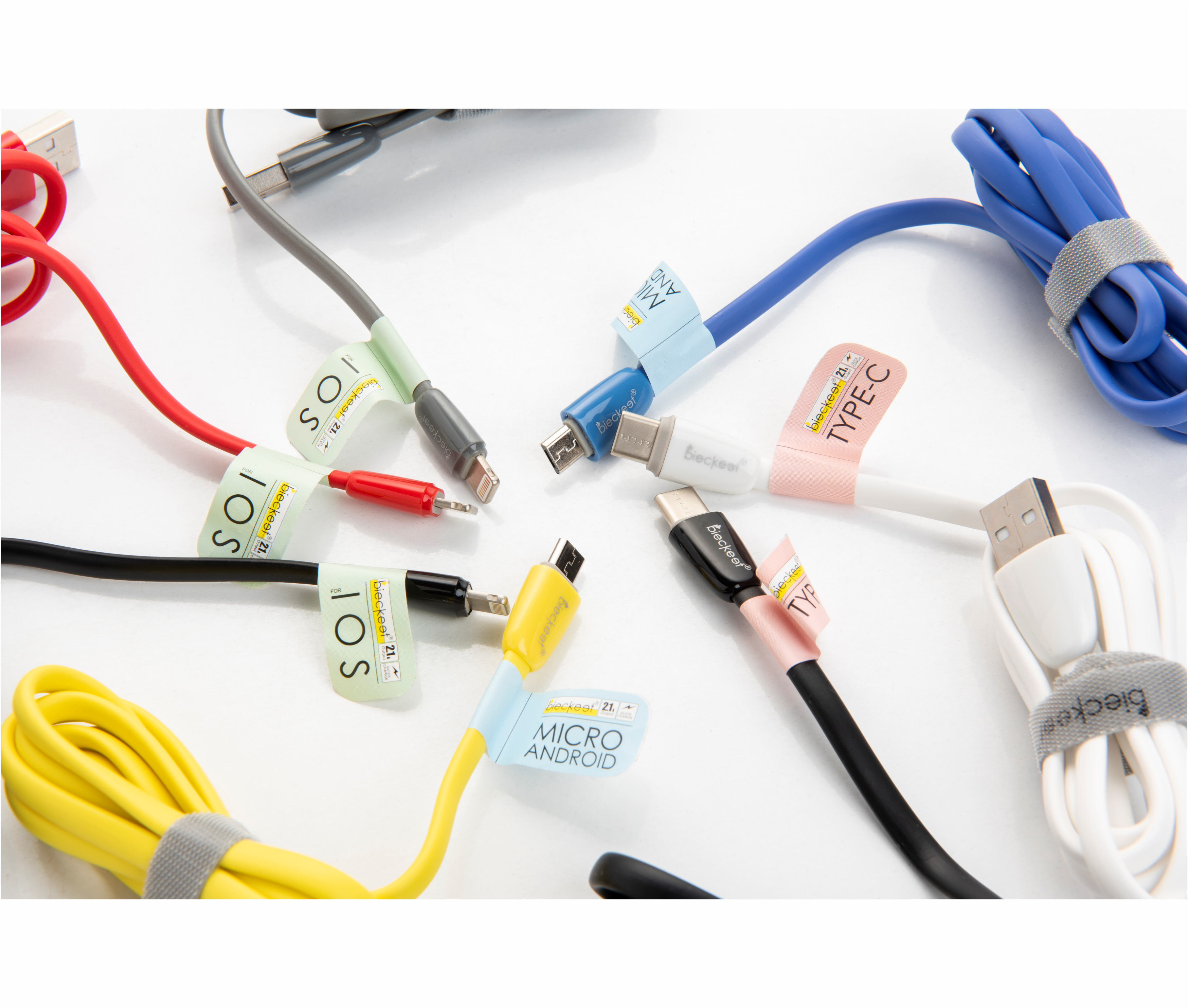BIECKEET 24'lü Silikon Şarj Kablo Mix